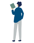 本を手に持って立っている人 イメージイラスト